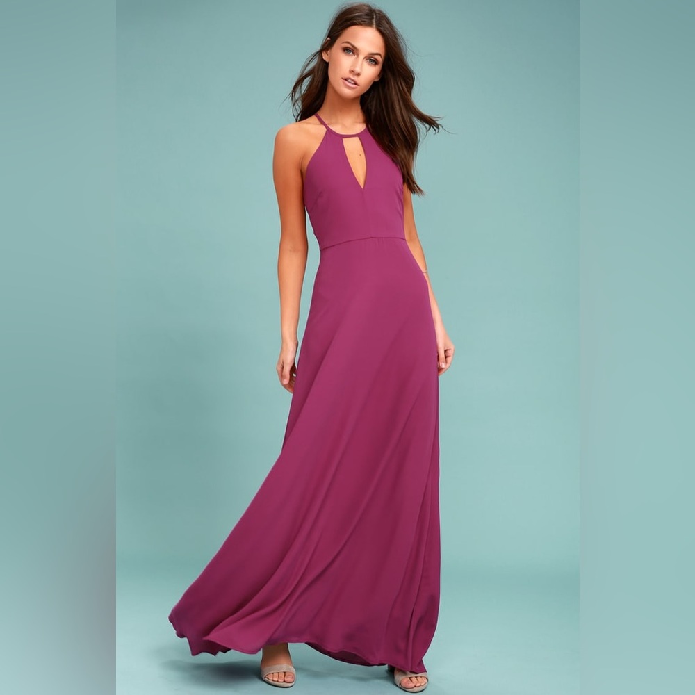 Lulu’s Beauty and Grace magenta Maxi dress Large NWT